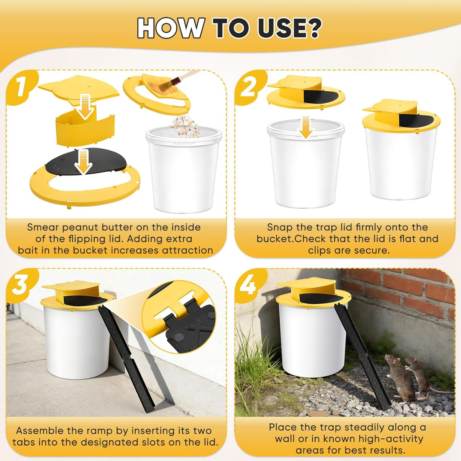 Mouse Traps Bucket Flip Lid, 5 Gallon Bucket Lid Mouse Rat Trap, Auto Reset & Slide Bucket Mouse Trap, Reusable Humane Mouse Rat Traps for Indoor Outdoor